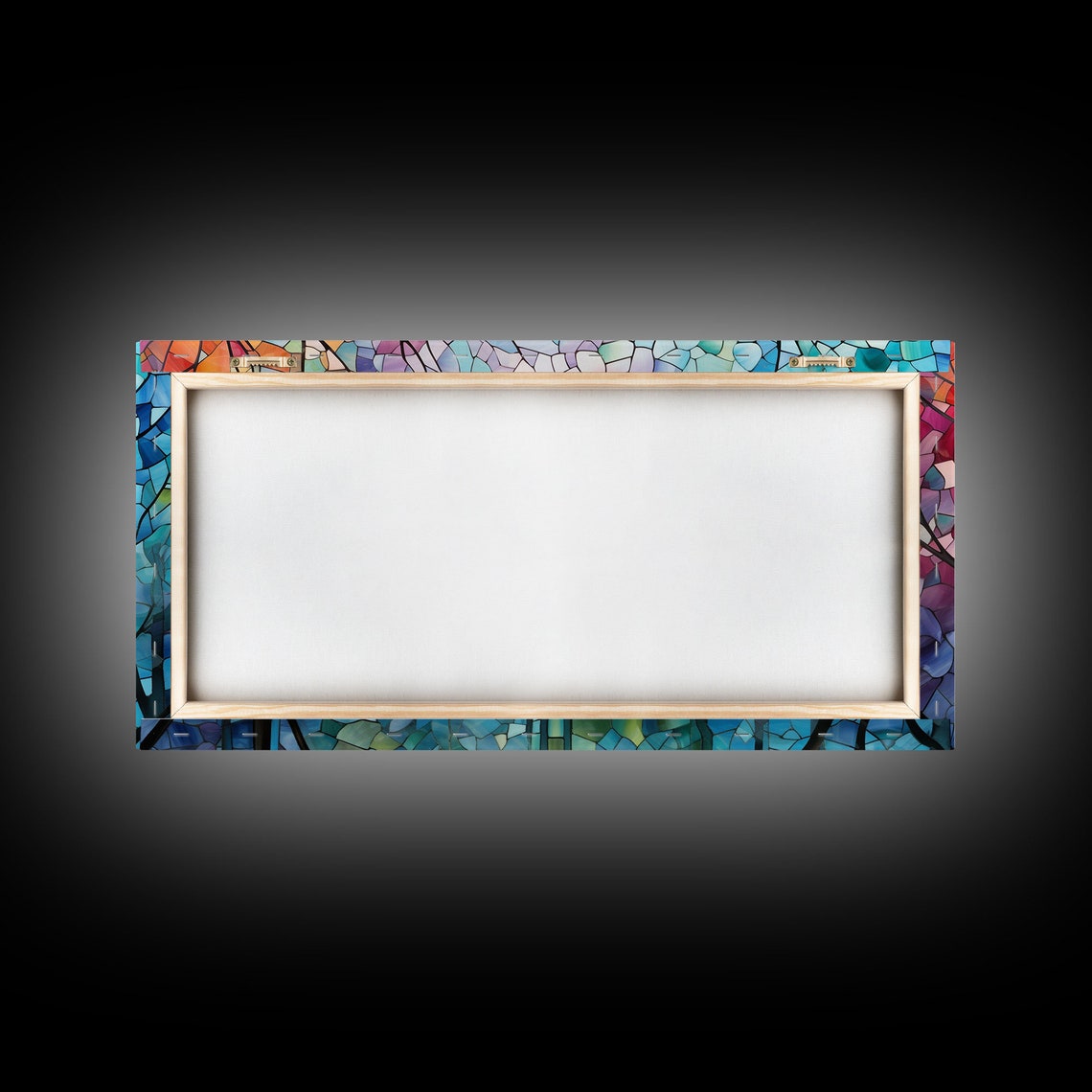 Rainbow Mosaic Tree Branches Stained Glass Panoramic Abstract Poster - Image 3