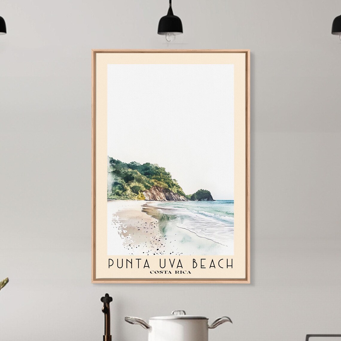 Punta Uva Beach Costa Rica Pale Minimal Beach Green Headland Sea Island Poster - Image 6