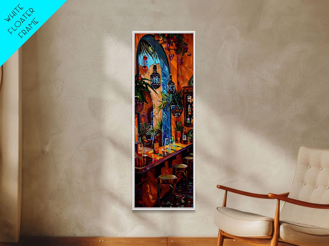 Spanish Style Bar Interior With Bottles And Lanterns Impasto Poster - Image 6