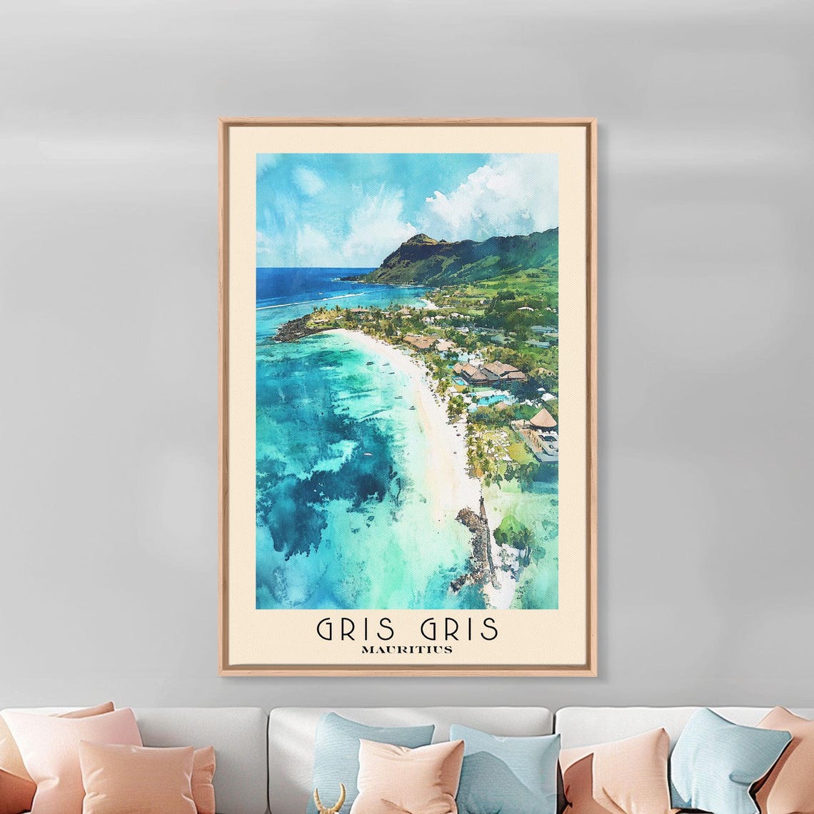 Gris Gris Mauritius Aerial Turquoise Coast Reef View Travel Poster - Image 3