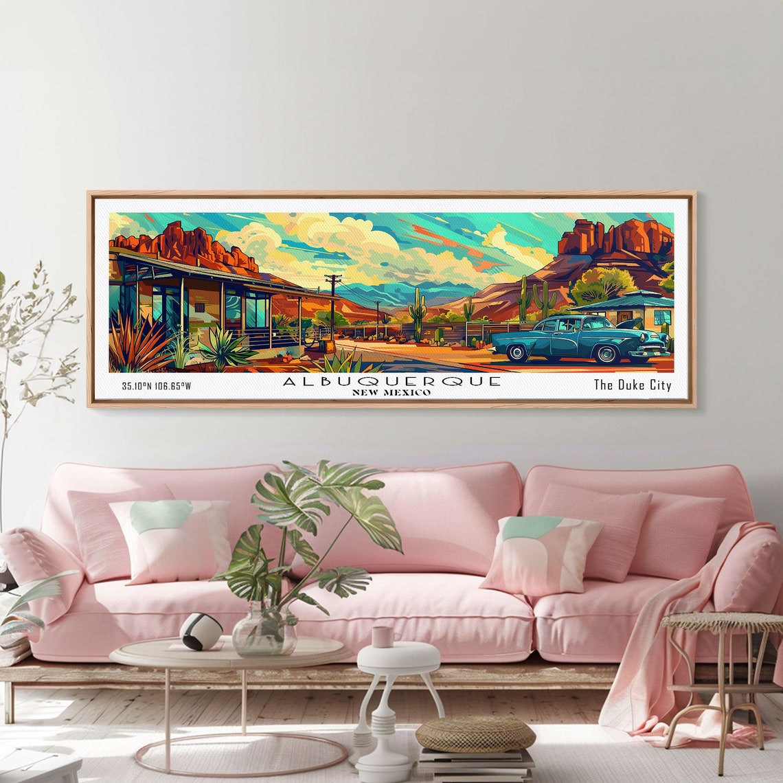 Albuquerque New Mexico Panoramic Desert Red Rocks Vintage Car Poster - Image 4