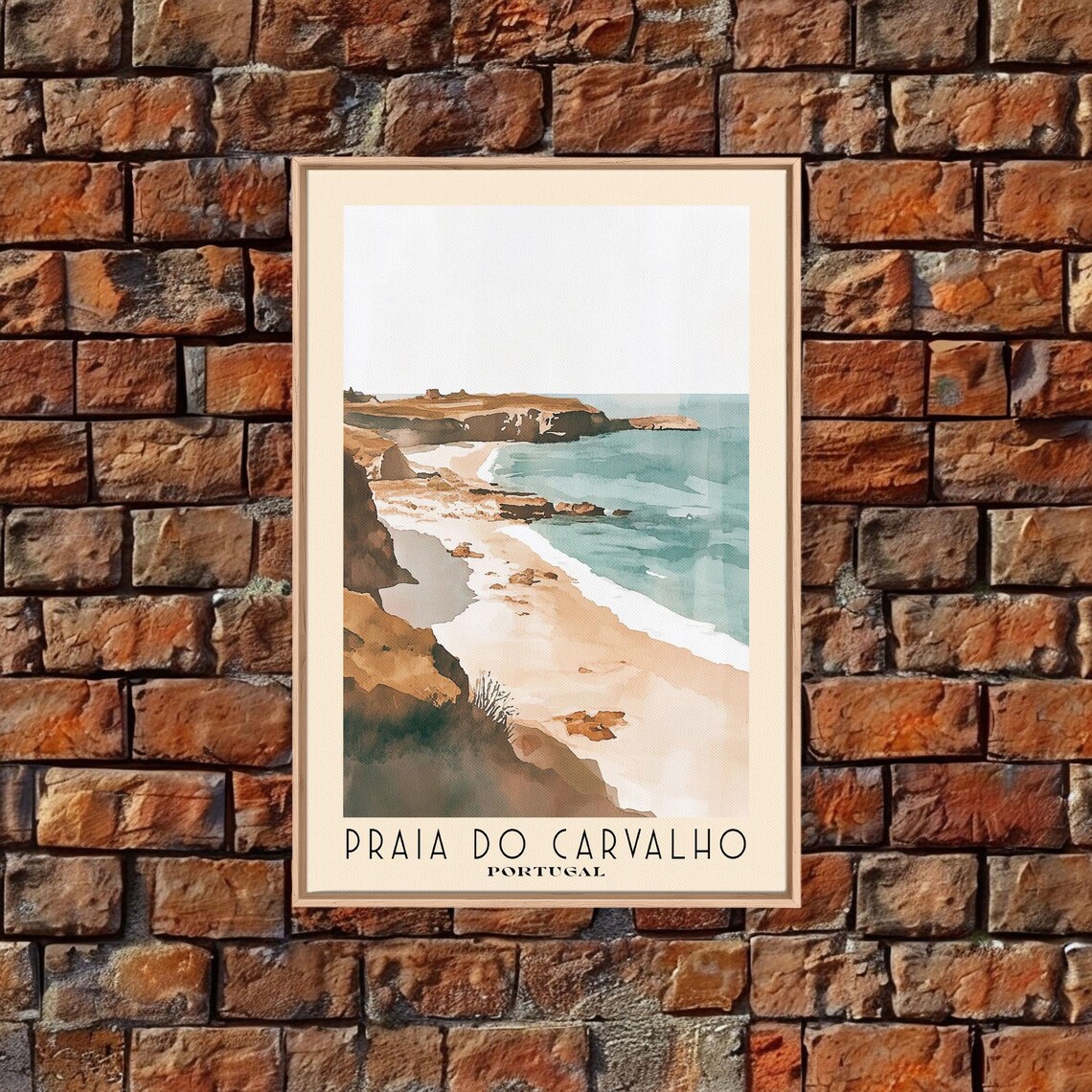 Praia Do Carvalho Watercolor Beach Art Print, Portugal - Image 4