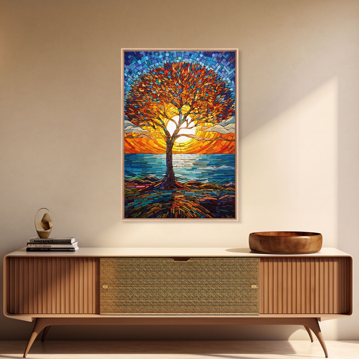 Sunset Abstract Art River Wall Art Tree Wall Art Print Wall Hanging Portrait Art Thank You Gift Rustic Wall Decor Room Decor