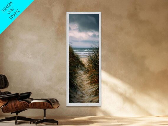 Beach Dune Grass Path To Ocean Moody Sky Photography Wall Print