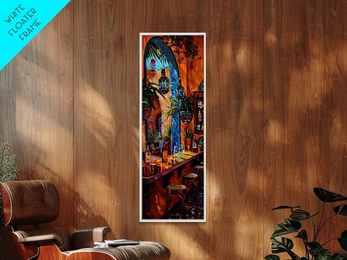 Spanish Style Bar Interior With Bottles And Lanterns Impasto Poster - Image 3
