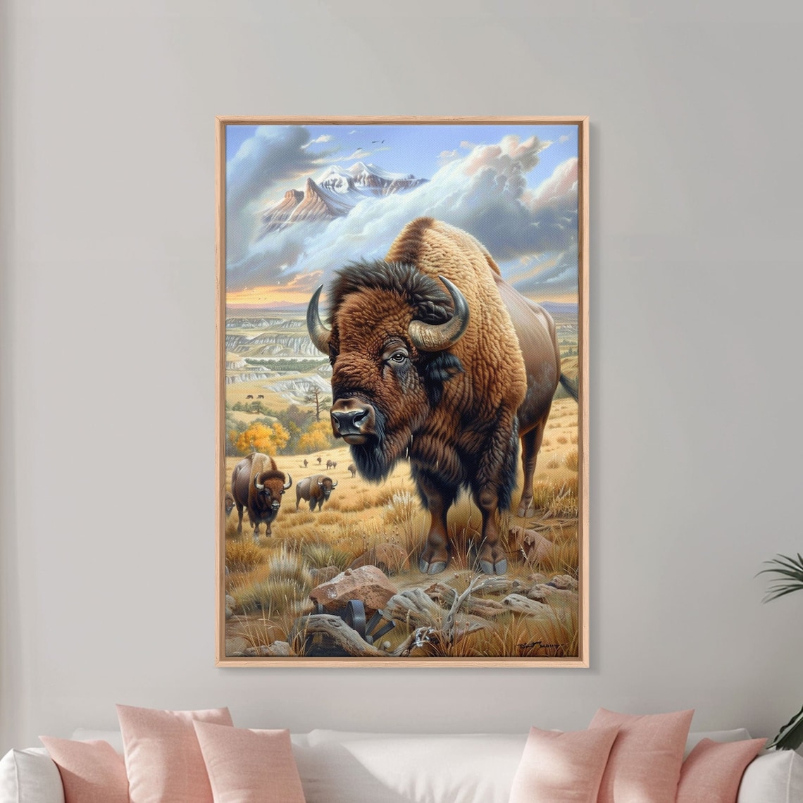 Majestic Bison Mountain Prairie Western Wildlife Art Wall Poster