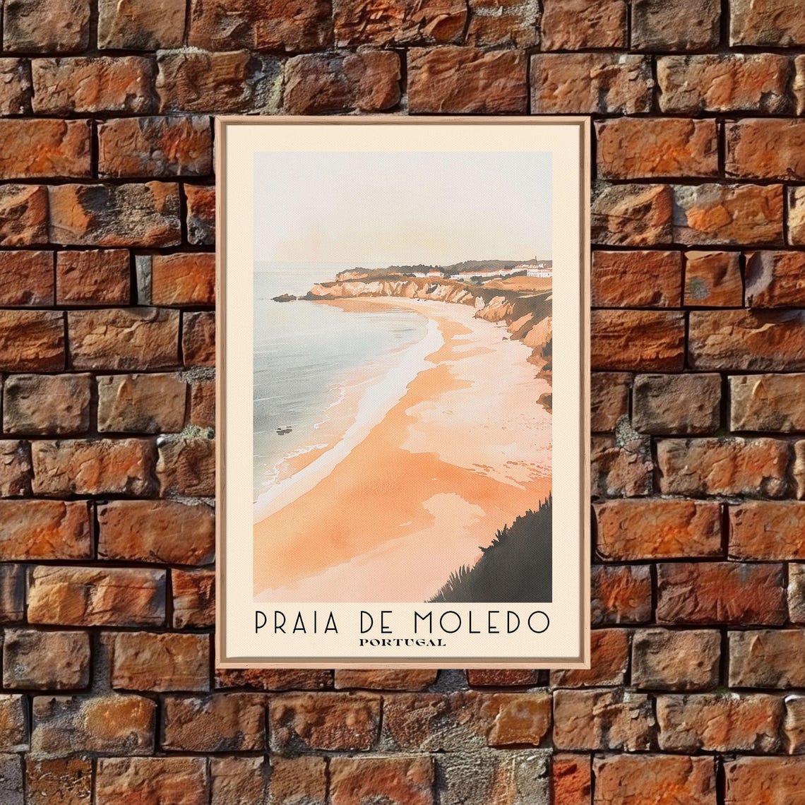 Praia de Moledo Portugal Peach Beach Rocky Headlands Watercolor Poster - Image 4