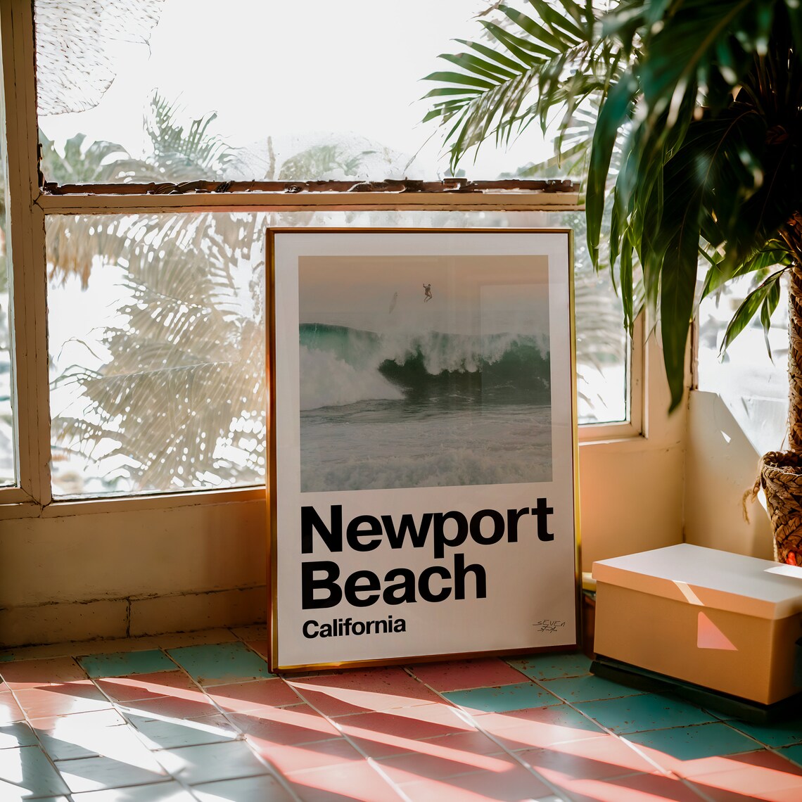 Modern Minimal Newport Beach Surf Poster Coastal Wall Art - Image 3