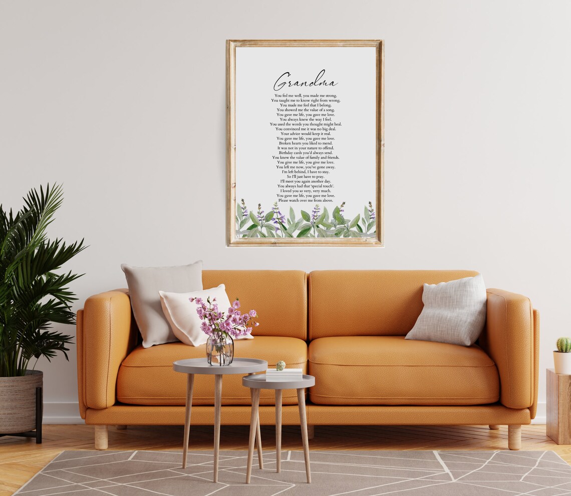 Grandma Remembrance Poem With Wildflower Watercolor Border Poster - Image 2