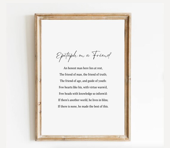 Classic Robert Burns Epitaph On A Friend Funeral Poem Wall Art