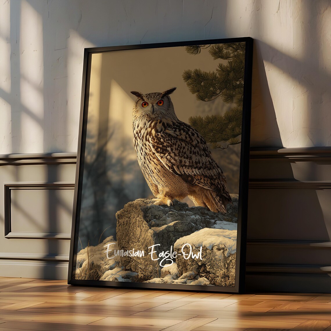 Eurasian Eagleowl Framed Poster Majestic Bird Print For Nursery
