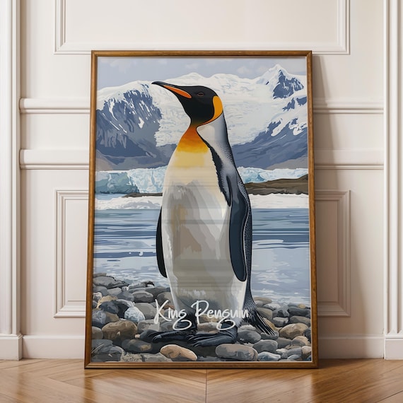 King Penguin Art Print Tropical Wildlife Illustration Nature Lover Gift