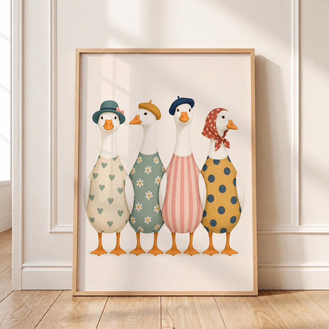 Whimsical Geese Illustration, Cottagecore Nursery Decor