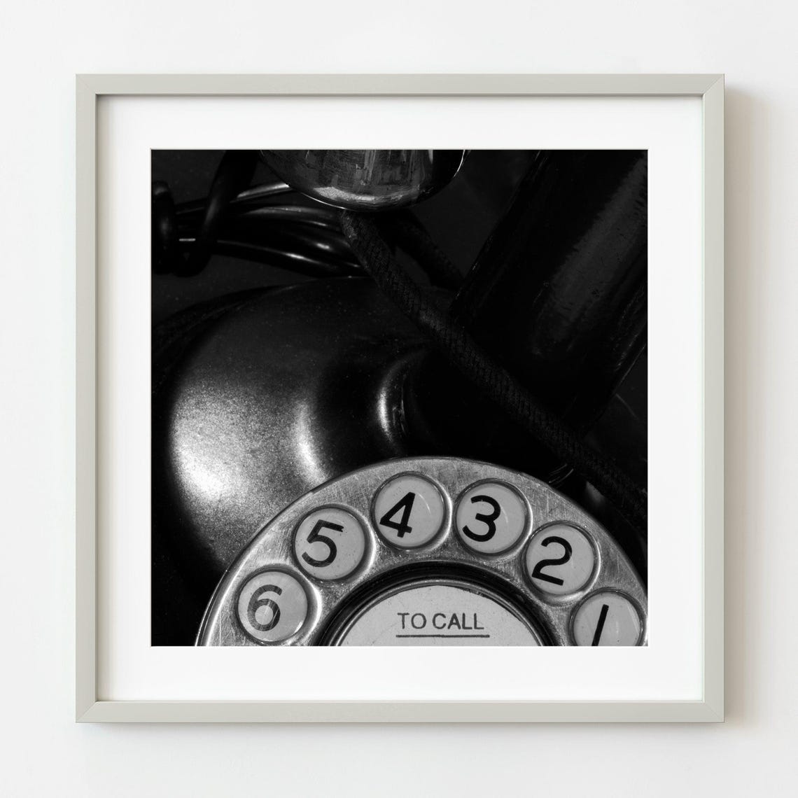 Antique Rotary Phone Dial Close Up Black White Art Photo Poster