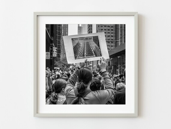 First Nations Toronto Protest March Sign Black and White Photo Poster