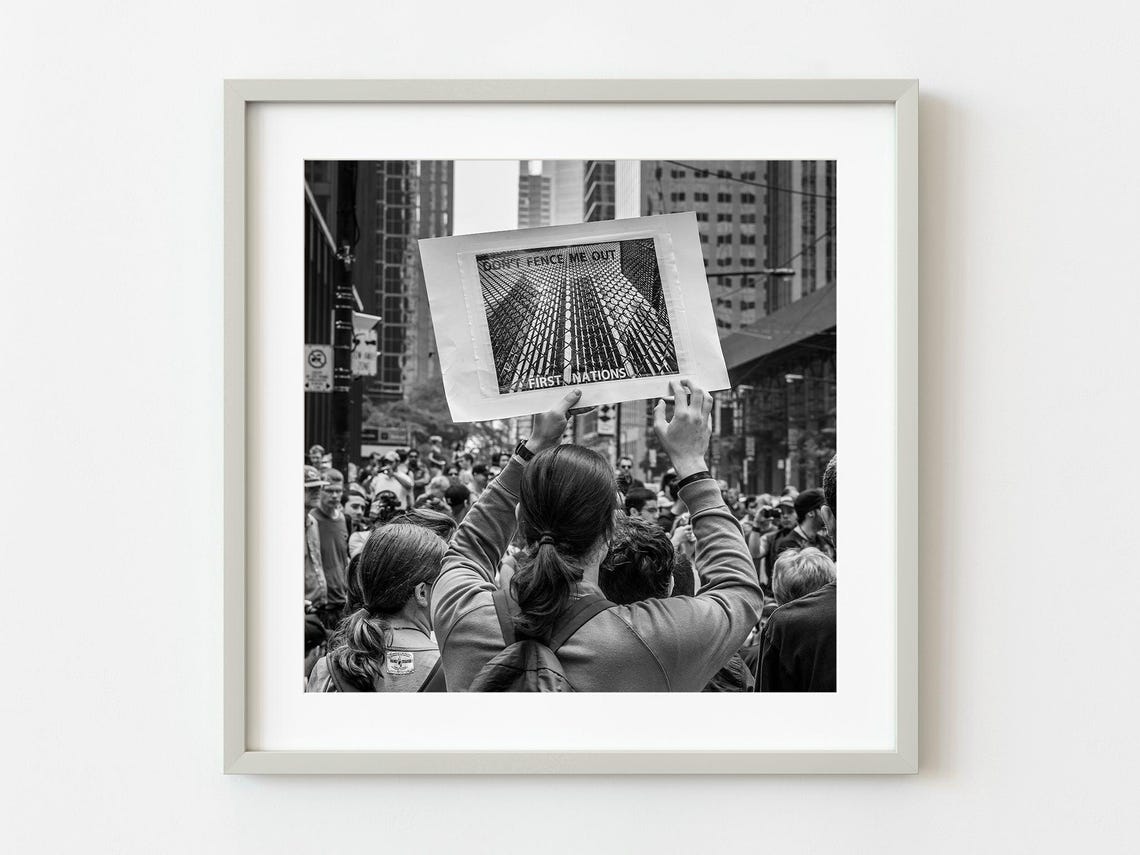 First Nations Toronto Protest March Sign Black and White Photo Poster