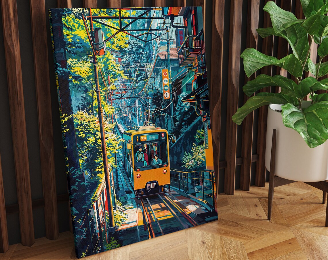 Anime Urban Cityscape Art Print, Modern Travel Decor - Image 2