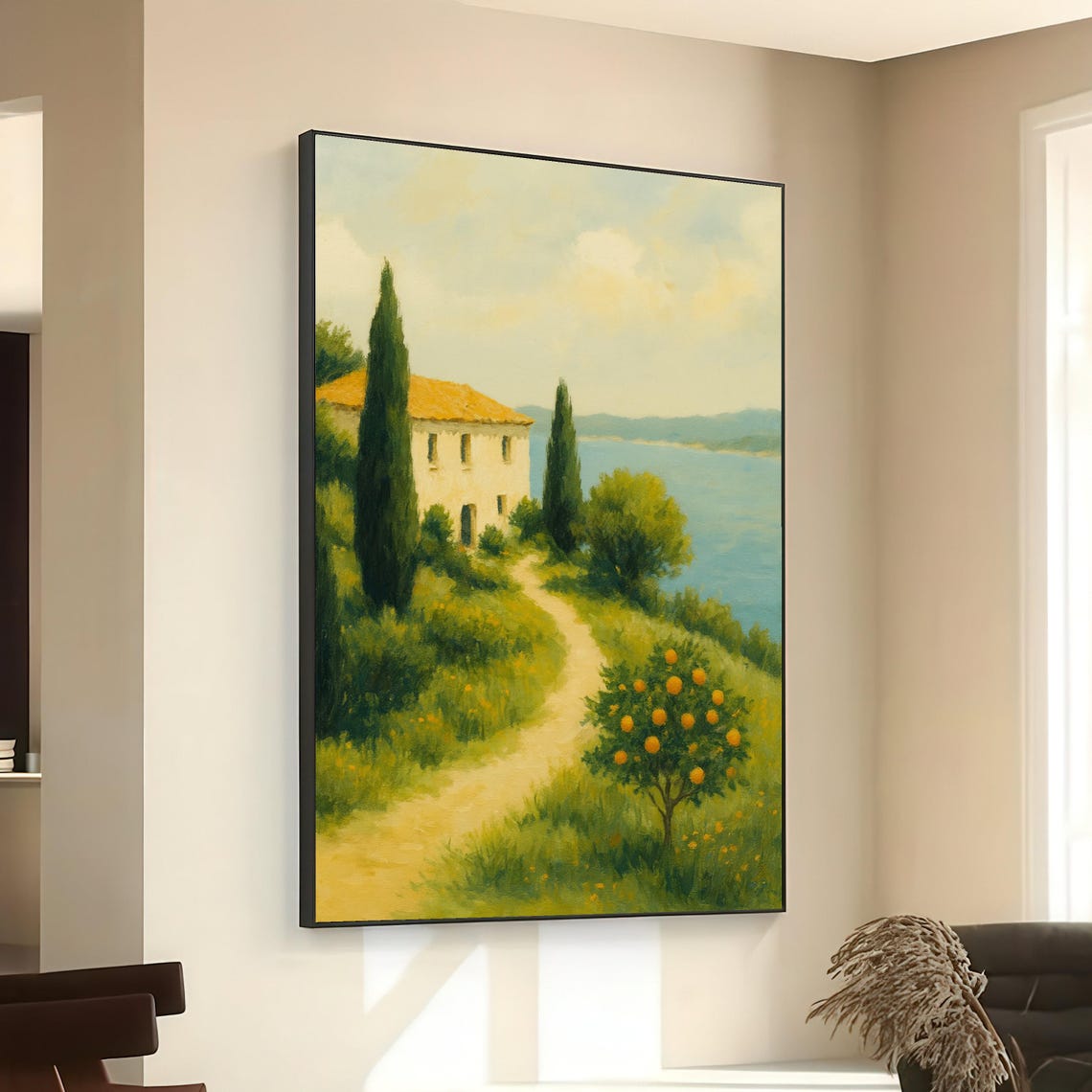 Mediterranean Countryside Villa Cypress Trees Orange Grove Poster