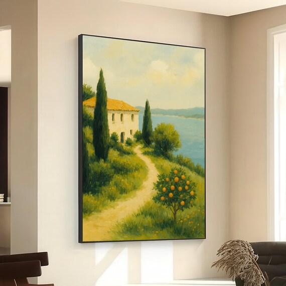 Mediterranean Countryside Villa Cypress Trees Orange Grove Poster