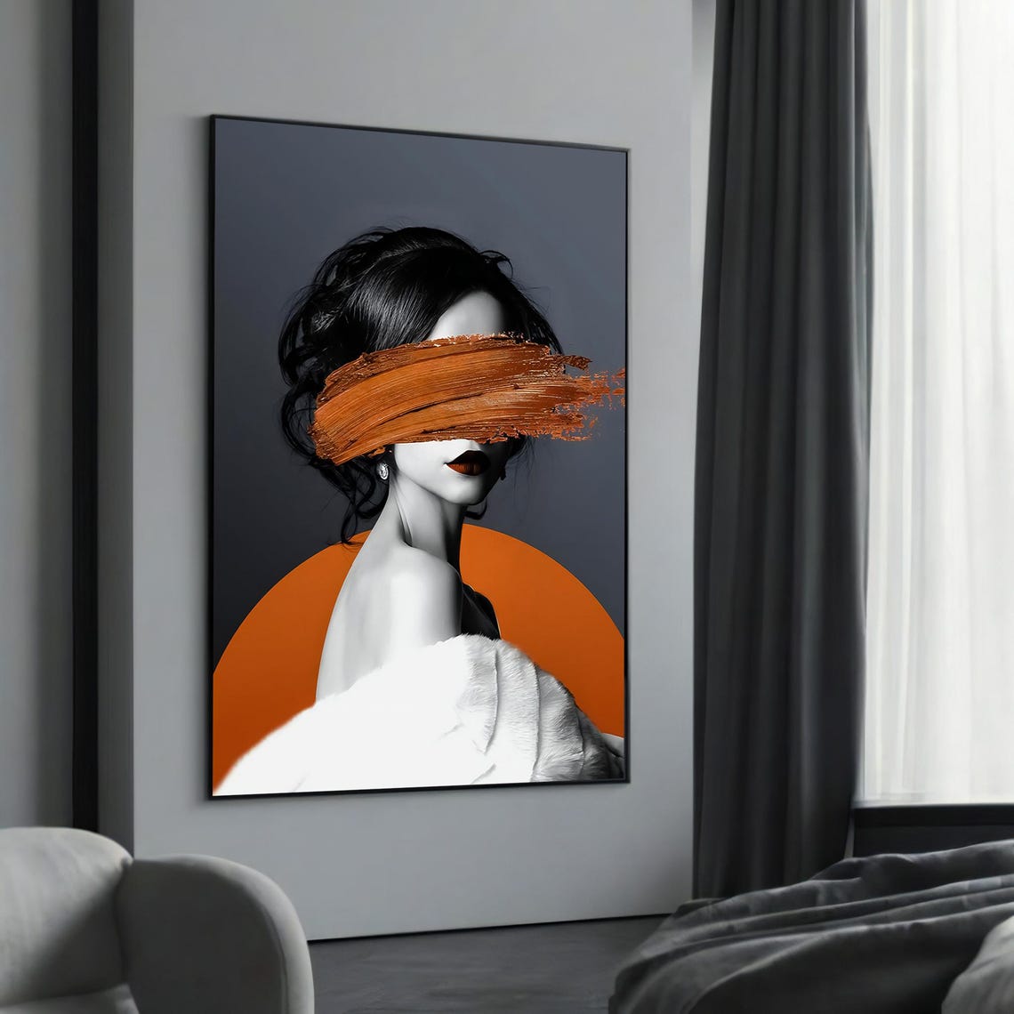 Orange Brushstroke Eyes Abstract Elegant Fashion Art Elegant Poster