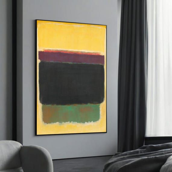 Mark Rothkos Bold Yellow Black And Green Color Field Canvas Painting A Dynamic Abstract Expressionist Gift For Art Enthusiasts
