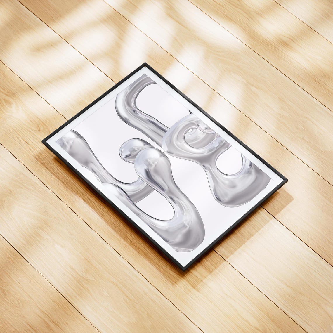Liquid Chrome LOVE Lettering 3D Abstract Silver Fluid Art Poster - Image 2