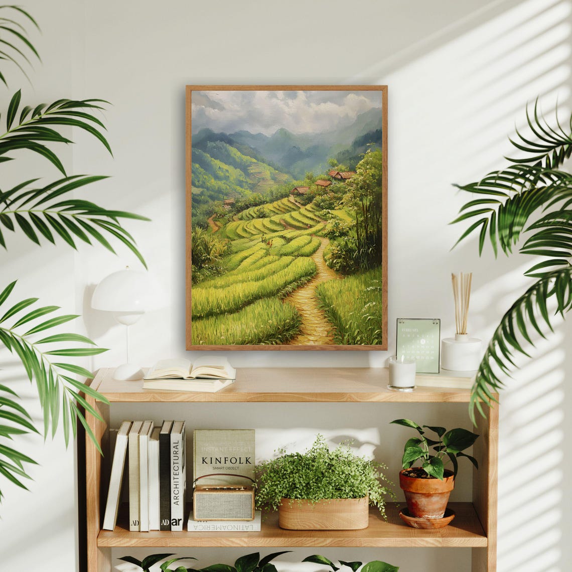 Vietnam Rice Terrace Village Valley Path Landscape Painting Poster