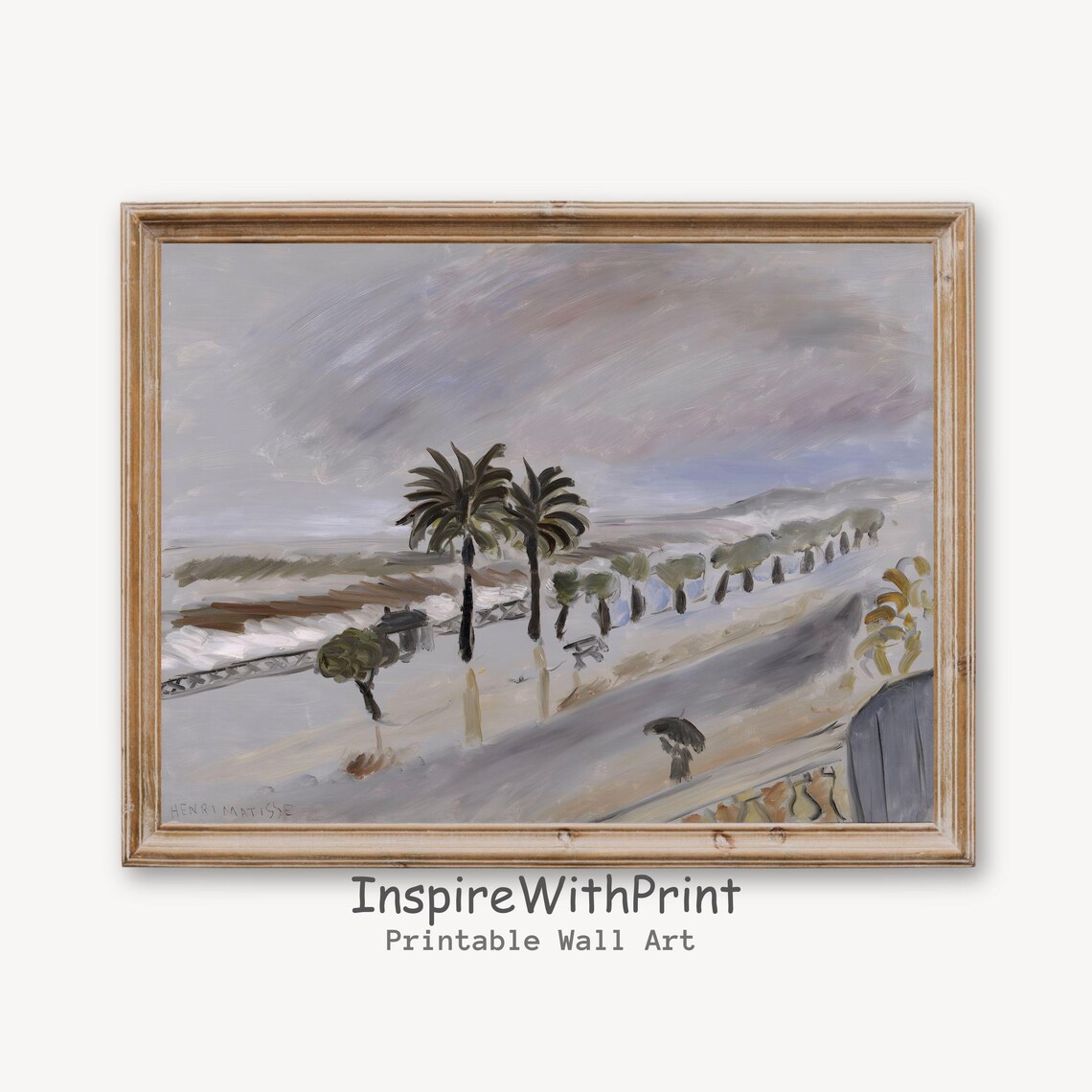 Henri Matisse Coastal Promenade Palm Trees Muted Grey Painting Art Poster