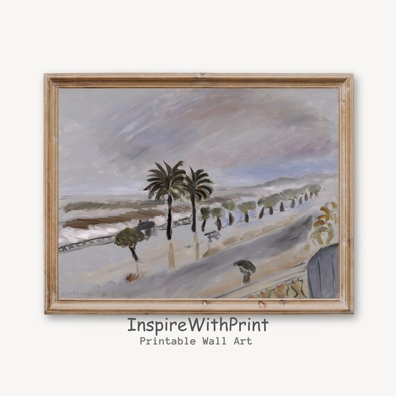 Henri Matisse Coastal Promenade Palm Trees Muted Grey Painting Art Poster