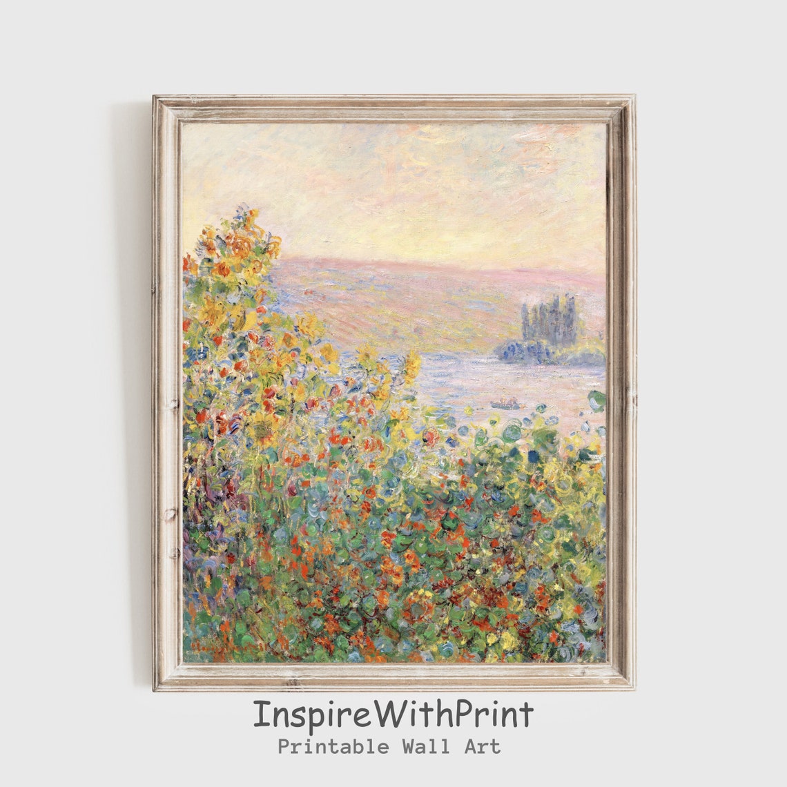 Abstract Flower Landscape Painting Claude Monet Bed Print Expressionist Wall Art