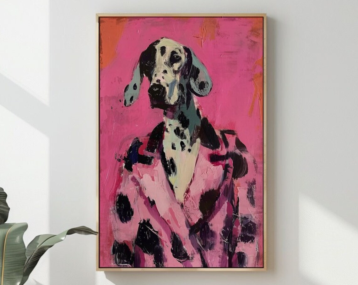 Dalmatian in Pink Blazer Hot Pink Maximalist Dog Portrait Poster - Image 3