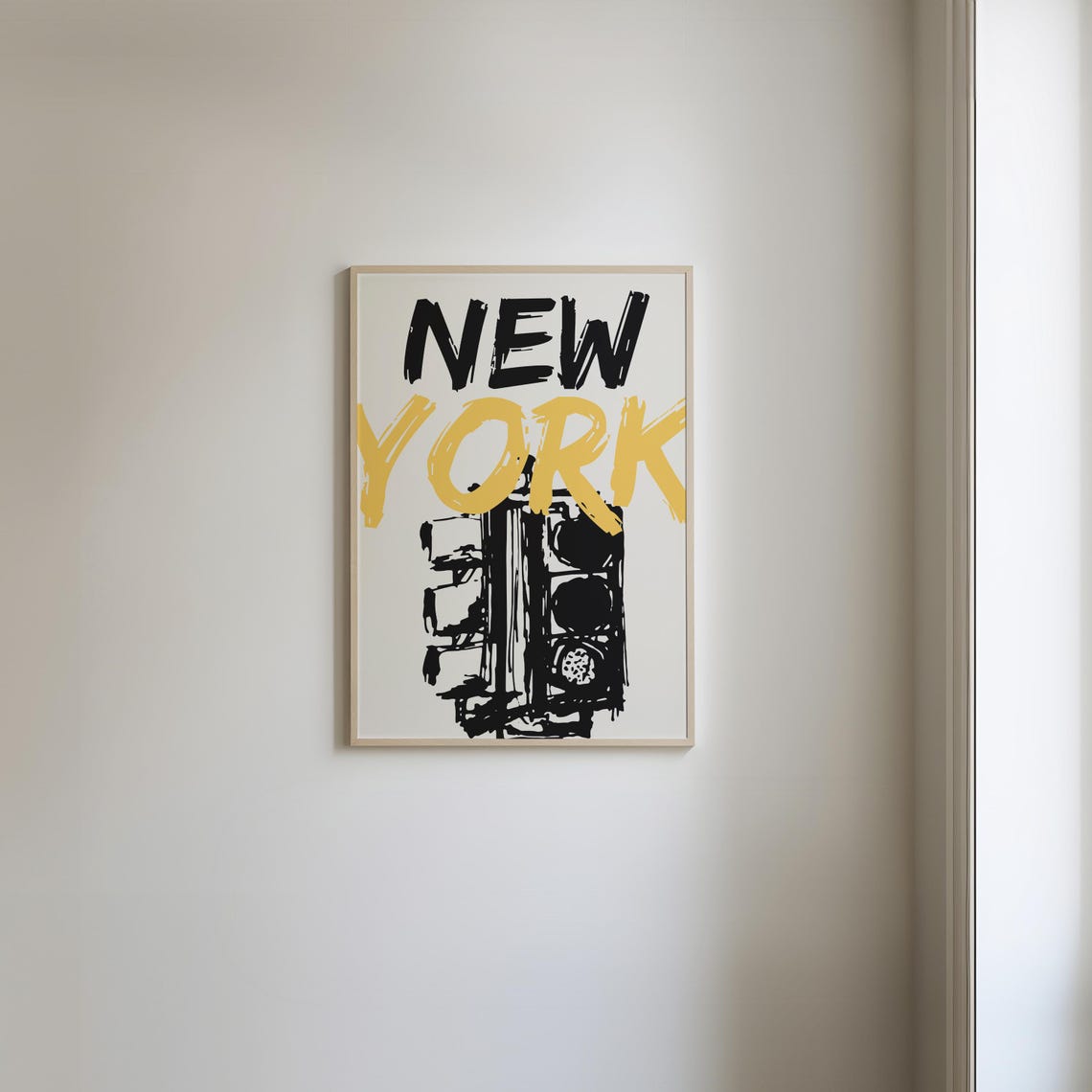 New York City Traffic Light Hand Drawn Sketch Typography Poster - Image 2