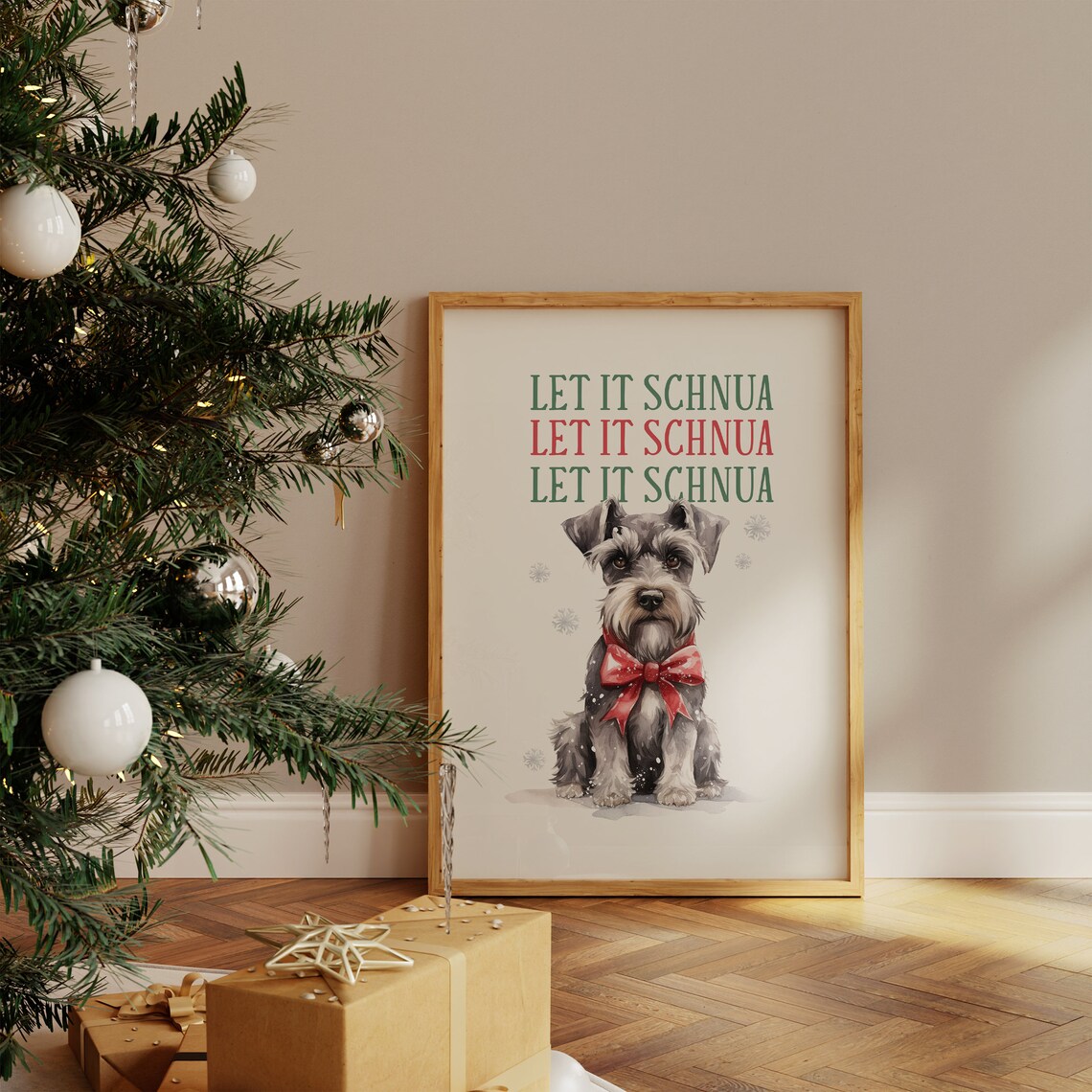 Let It Shnua Christmas Schnauzer Art Print - Image 3