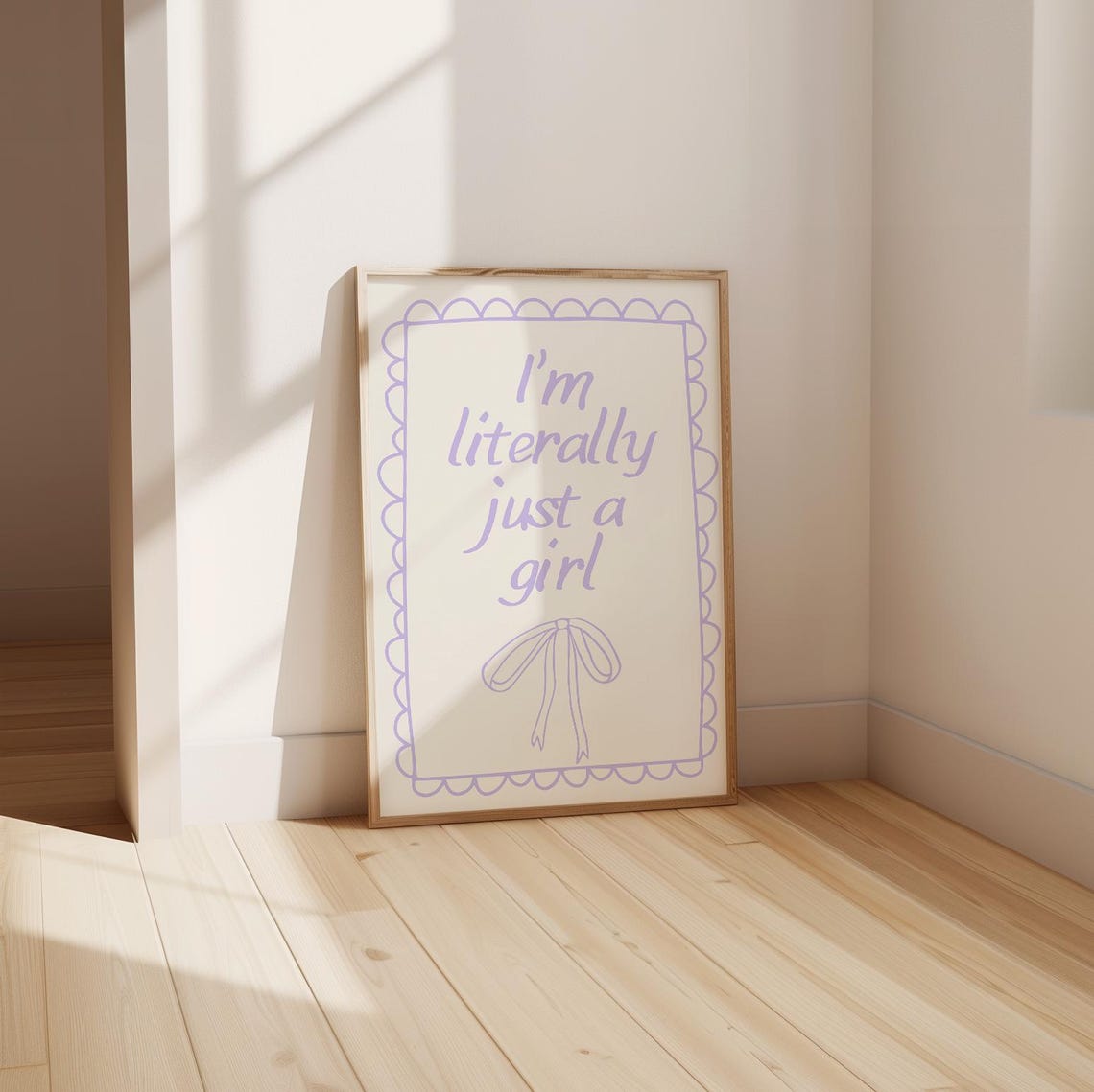 I'm Literally Just A Girl Lavender Bow Script Scalloped Poster - Image 5
