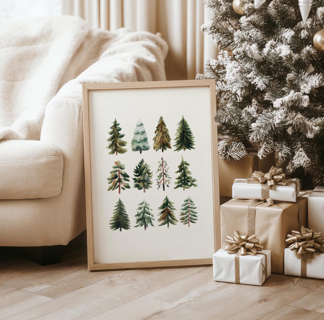 Minimalist Christmas Tree Print Pine Tree Painting Neutral Christmas Prints Holiday Home Decor Classic Christmas Decor - Image 2