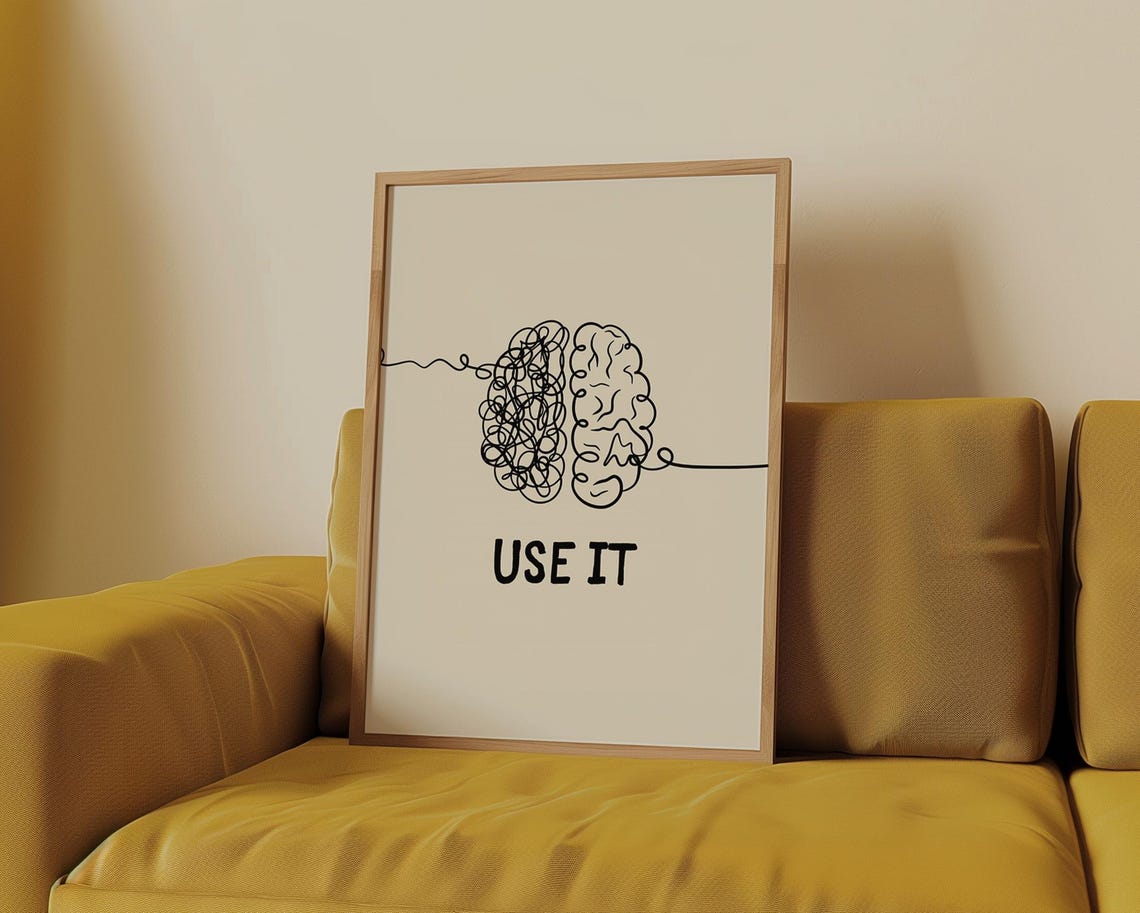 Use It Brain Line Art Creative Thinking Mindset Motivation Poster - Image 3