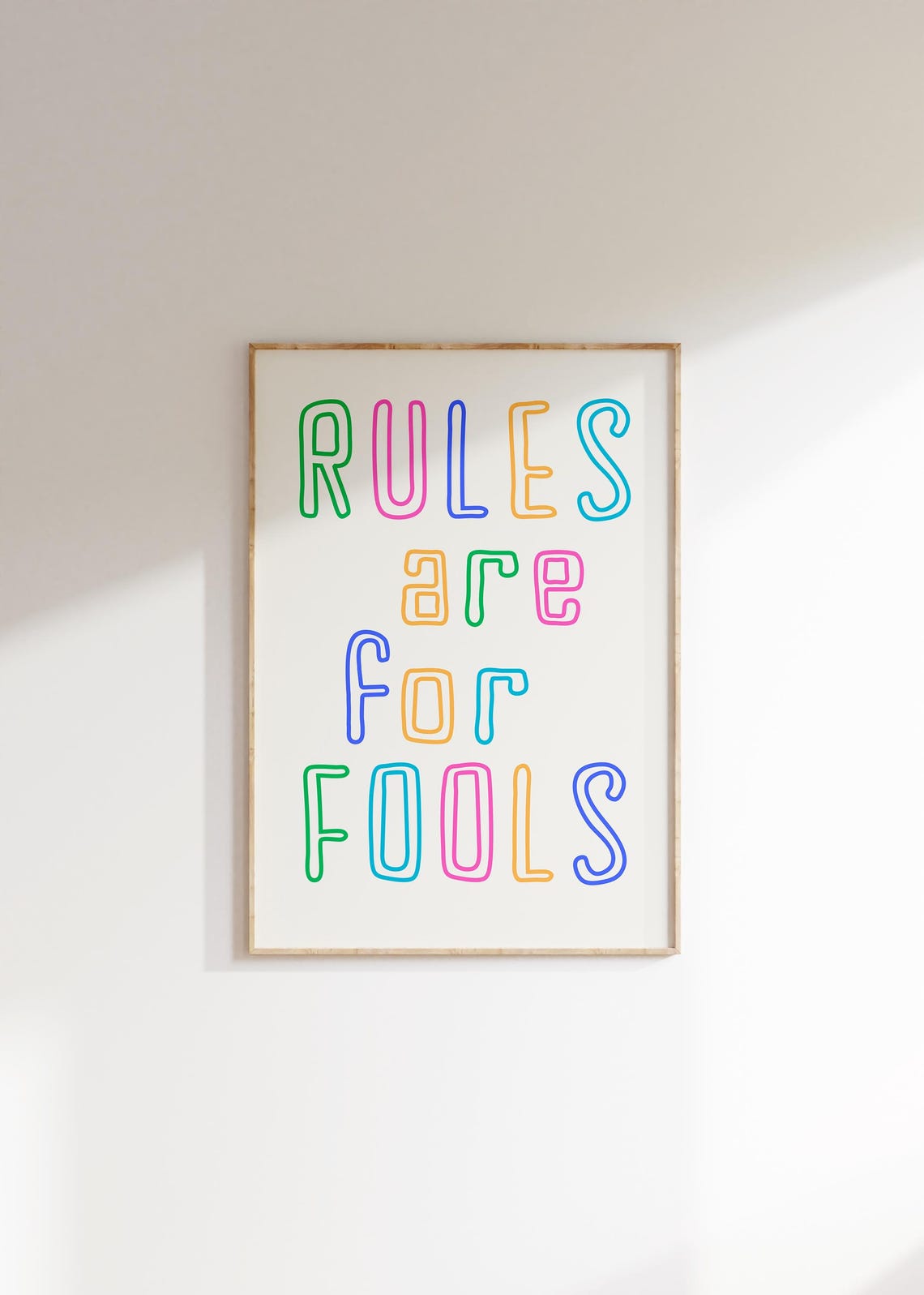 Rules Are for Fools Colorful Neon Outline Funky Quote Poster - Image 3