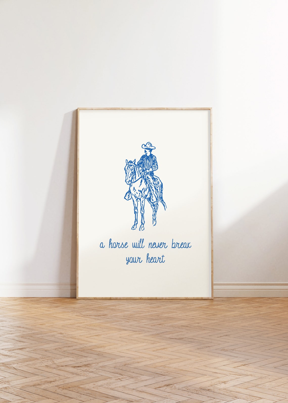 A Horse Will Never Break Your Heart Blue Cowboy Quote Wall Art - Image 5