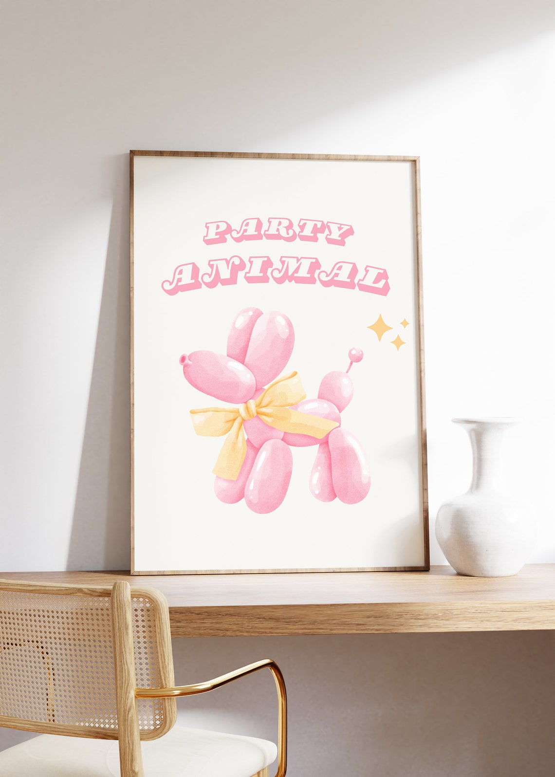 Party Animal Pink Balloon Dog Preppy Coquette Girly Room Poster - Image 3