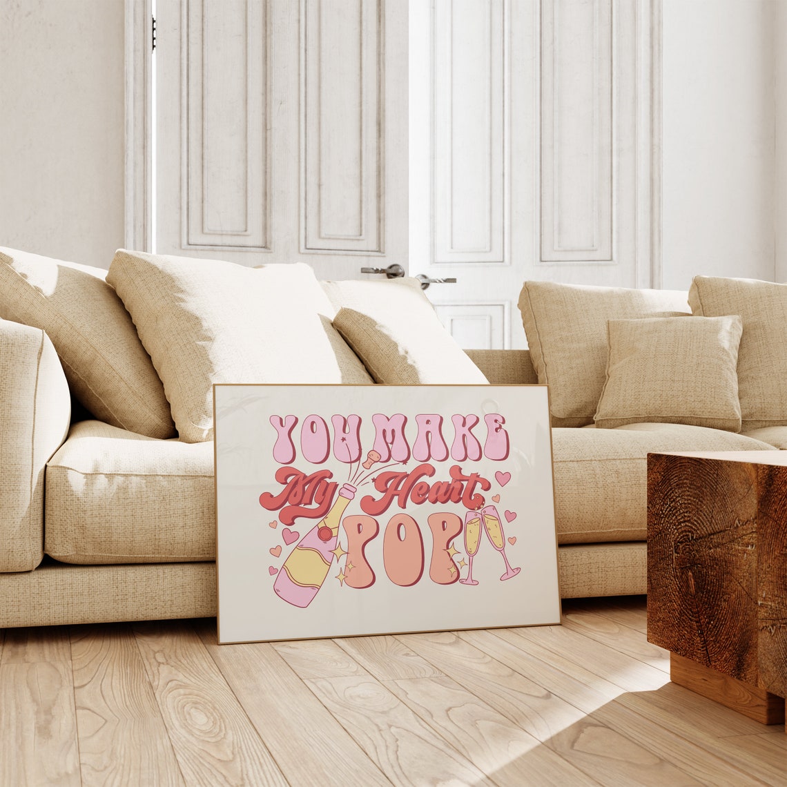 You Make My Heart Pop Champagne Retro Valentine's Day Wall Art - Image 4