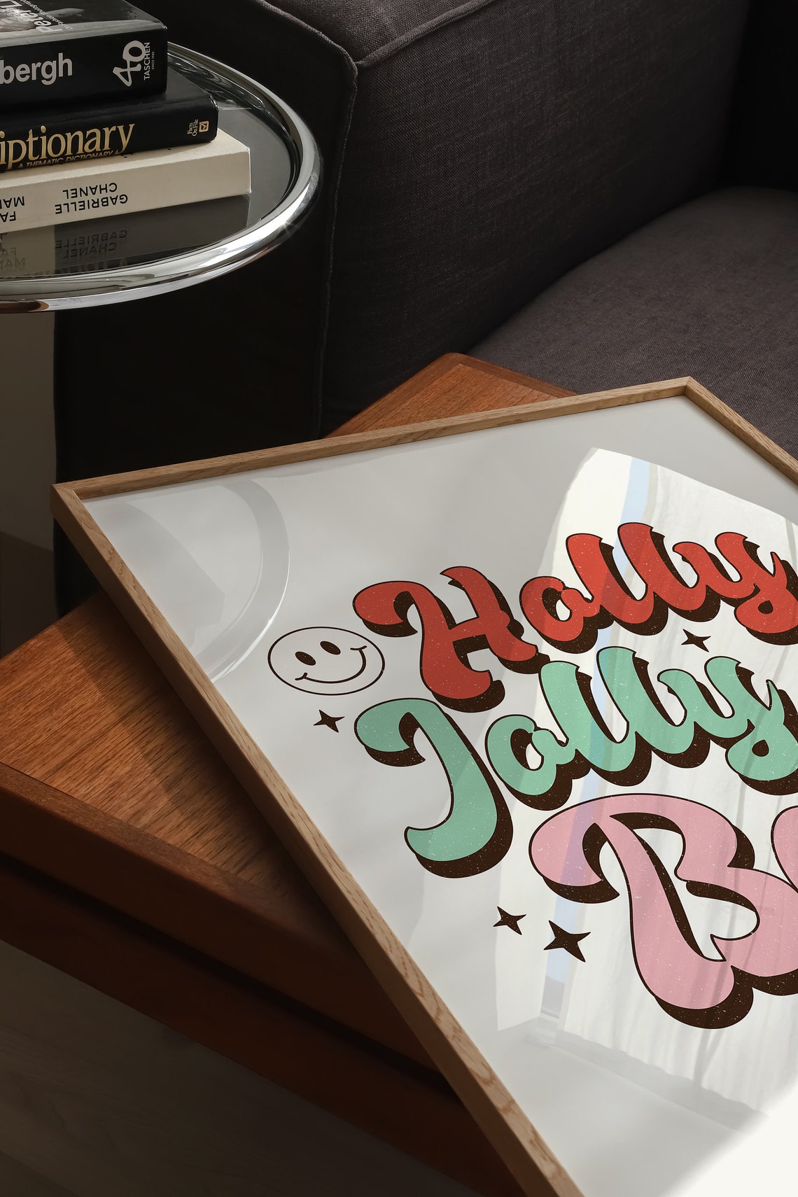 Holly Jolly Babe Retro Bubble Letters Smiley Faces Fun Poster - Image 5