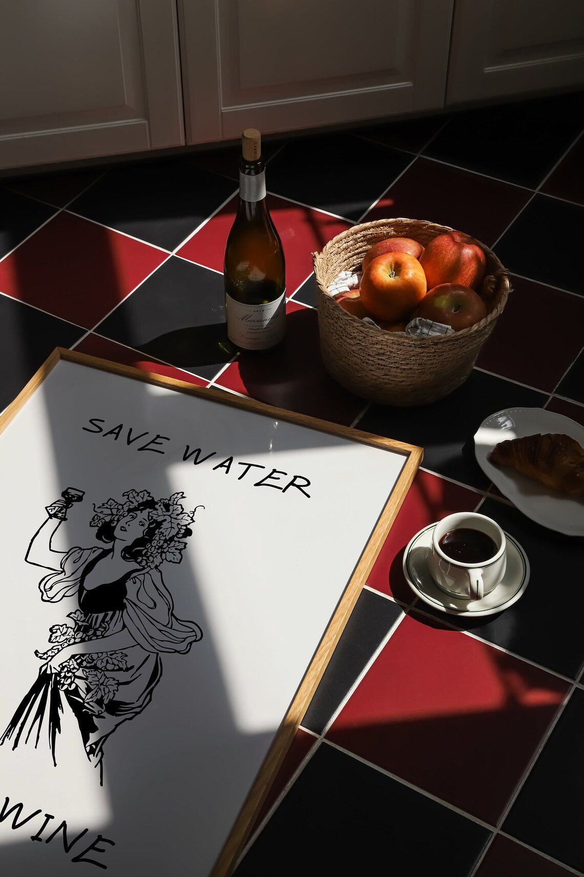 Save Water Drink Wine Art Nouveau Woman Vintage Toast Poster - Image 4
