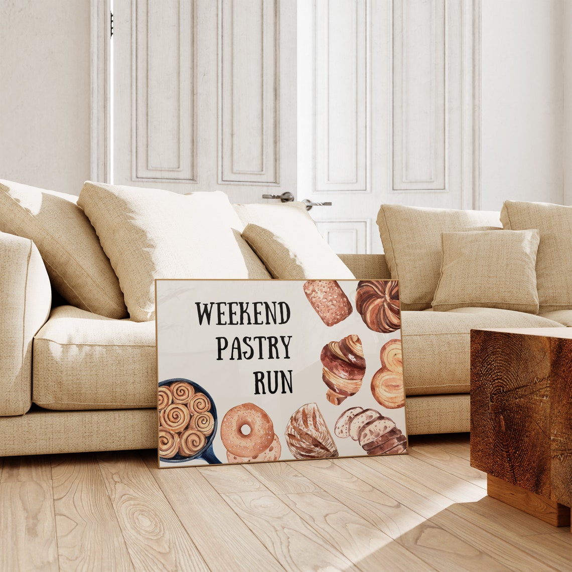 Weekend Pastry Run Watercolor Croissant Bakery Kitchen Poster - Image 2