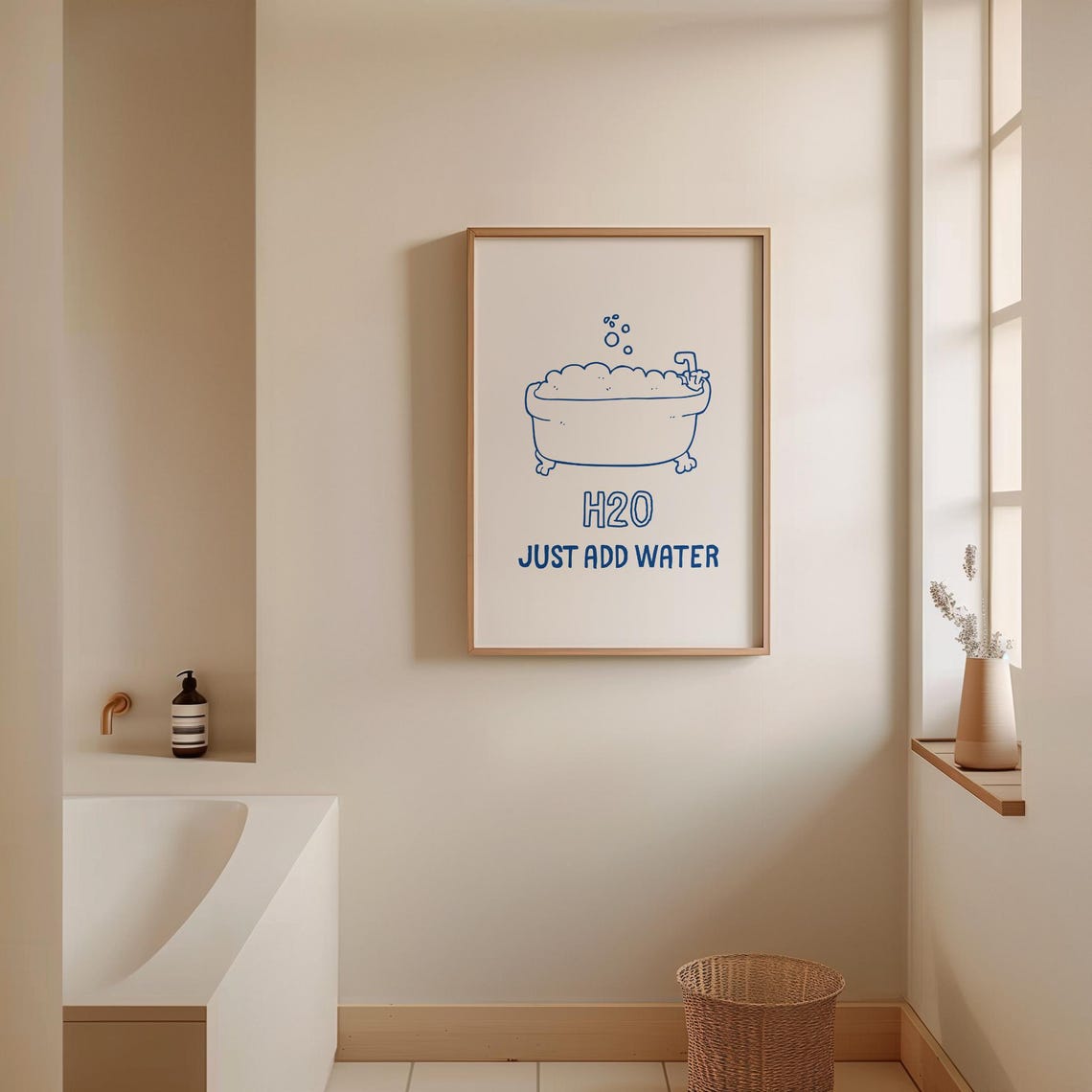 H2O Just Add Water Bubble Bath Blue Doodle Bathroom Wall Art - Image 5