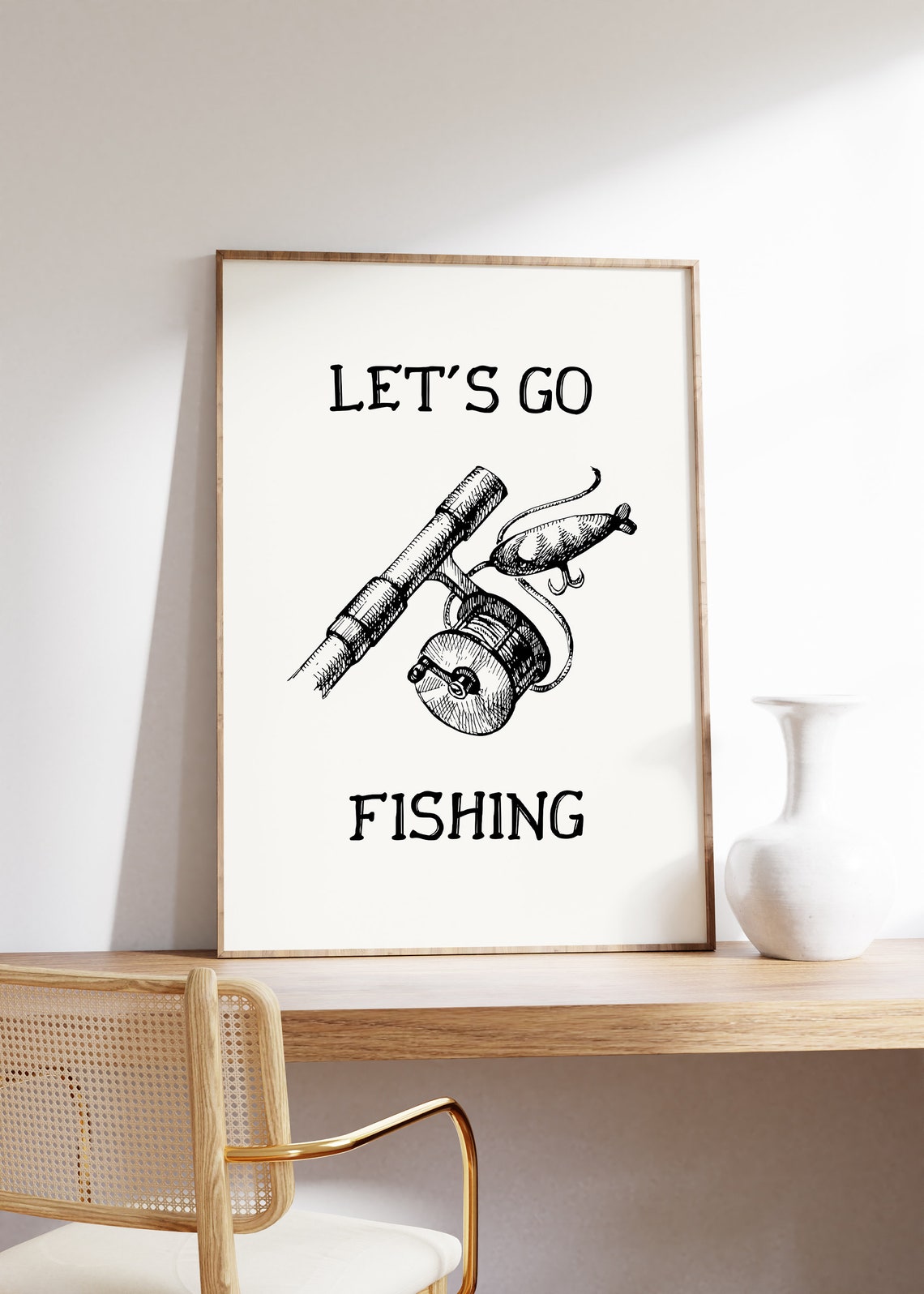 Fishing Print Vintage Fishing Poster Retro Fishing Wall Decor Lets Go Fishing Fishing Art Lake House Decor - Image 4