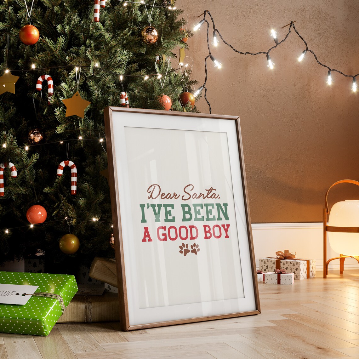 Dear Santa Christmas Dog Quote Art Print - Image 3