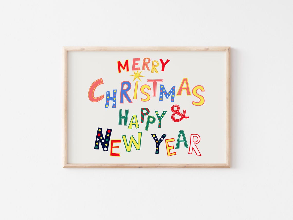 Merry Christmas And Happy New Year Colorful Fun Lettered Poster - Image 4
