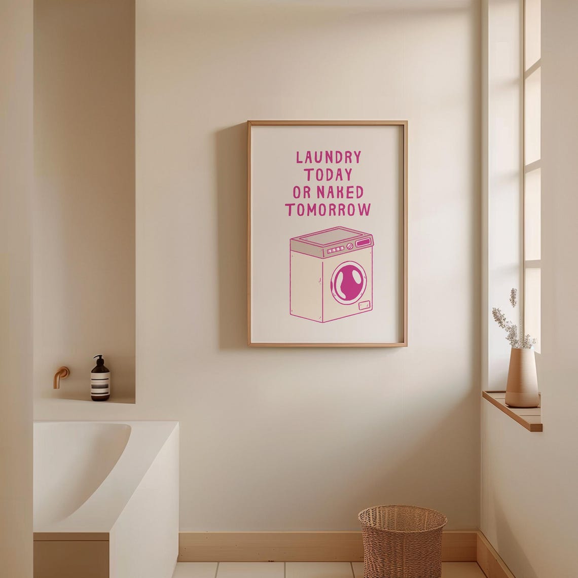 Laundry Today Or Naked Tomorrow Pink Washing Machine Laundry Poster - Image 4