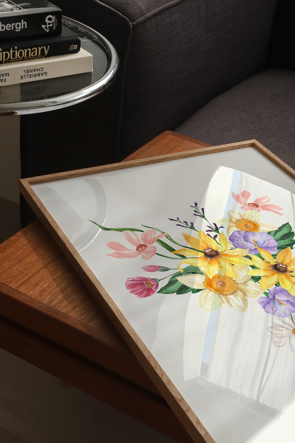 Yellow Daffodils and Wildflower Bouquet Watercolor Spring Poster - Image 3