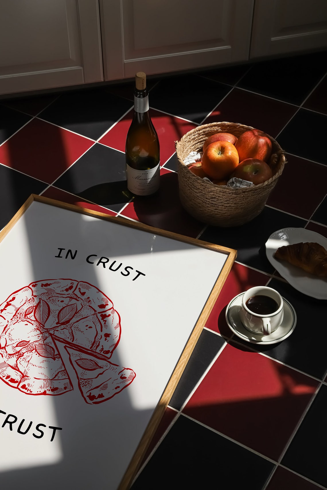 In Crust We Trust Funny Pizza Quote Poster with Red Illustration - Image 3